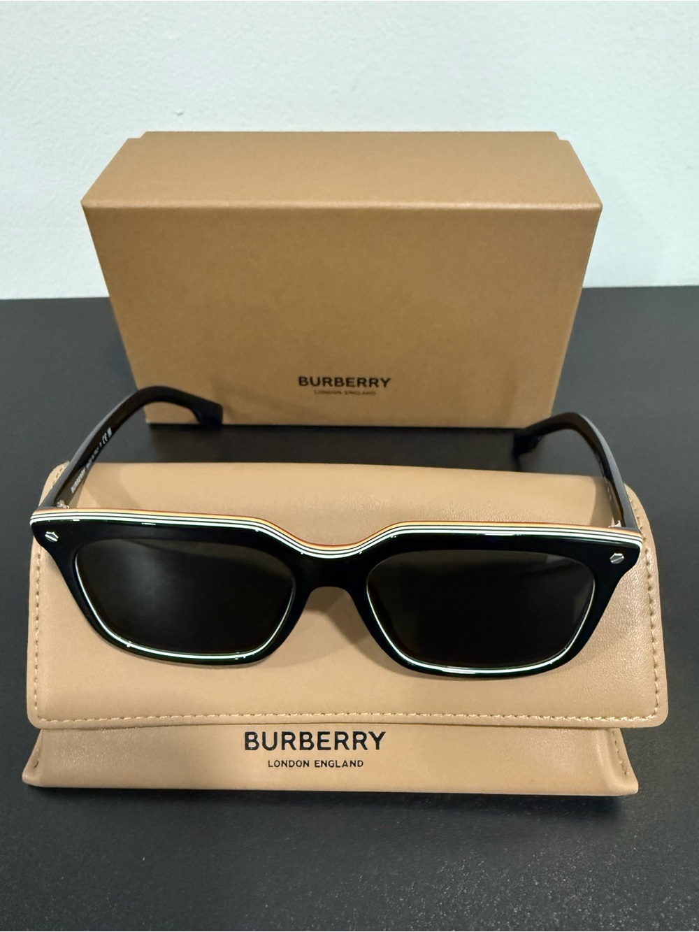 Burberry Brown Leather Accessory Box with Branded Sleeve